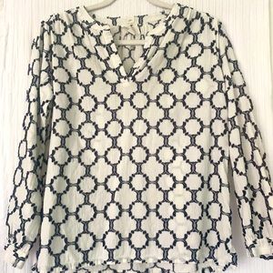 Blue and white long sleeve shirt